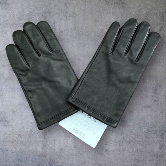 Calvin Klein Men’s Black Leather Driving Gloves Size Large Reticketed Macy’s Tag - Picture 1 of 5